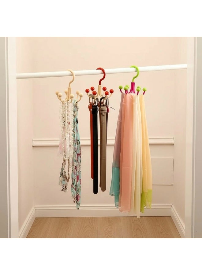 علاقة ملابس دوارة متينة بستة خطافات للأوشحة والملابس الداخلية والإكسسوارات، قابلة للدوران 360 درجة، مناسبة للخزائن ودواليب الملابس - Image 3